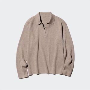 Uniqlo Knit Ribbed Polo Sweater Khaki Women’s Small
